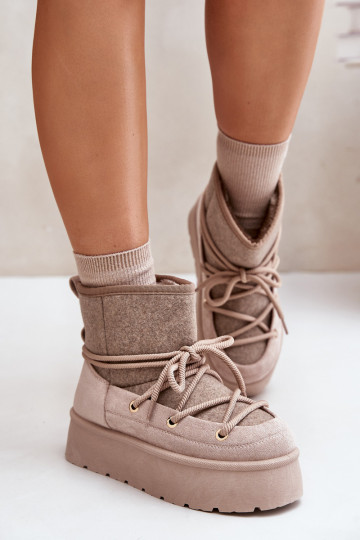 Schneestiefel mit stilvollen Details mit einer Plattform Beige Es mussvora 2
