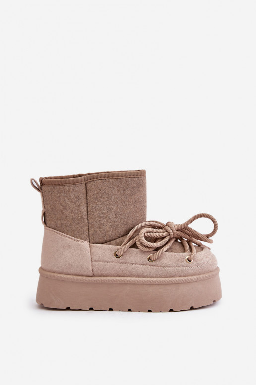 Schneestiefel mit stilvollen Details mit einer Plattform Beige Es mussvora Schneestiefel mit stilvollen Details mit einer Plattform Beige Es mussvora