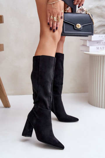 Stiefel mit Absätzen Gegen die Straße schZuarze Farbe Lannetea