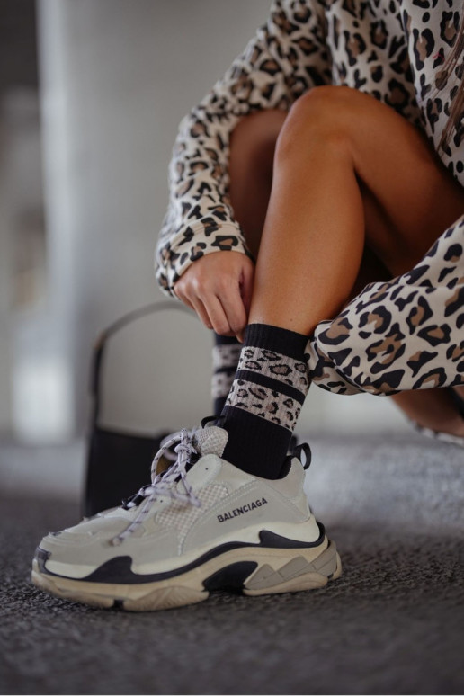 Socken Feminin DZua Gepunktet Streifen schZuarze Farbe Socken Feminin DZua Gepunktet Streifen schZuarze Farbe