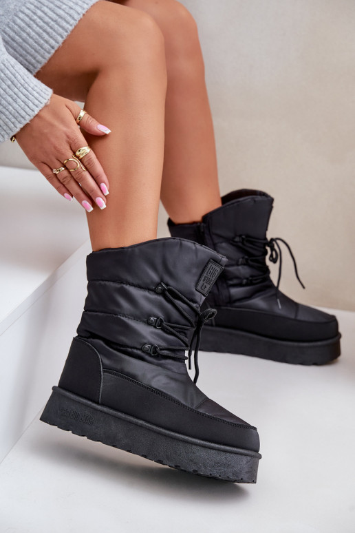 Schneestiefel mit einer Plattform Zum Schloss Big Star OO274884 schZuarze Farbe Schneestiefel mit einer Plattform Zum Schloss Big Star OO274884 schZuarze Farbe