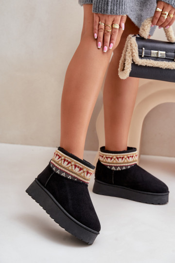 Schneestiefel Feminin mit Schriften mit einer Plattform schZuarze Farbe Avatharia 2