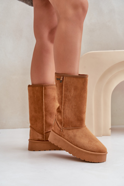 Groß Schneestiefel mit einer Plattform Big Star OO274893 braune Farbe