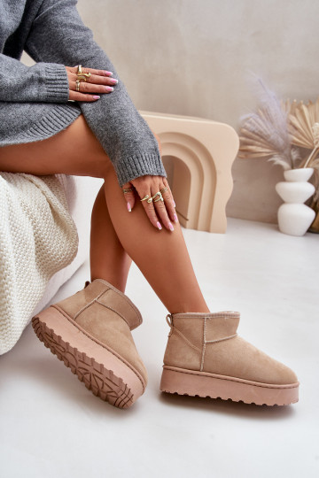 Schneestiefel für Damen mit Plateau zum Wärmen und Fell innen in der Farbe Beige von Xamella
