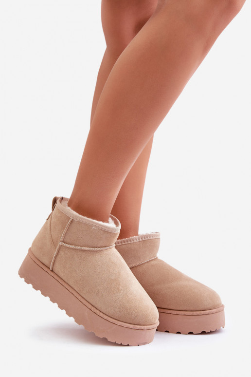 Schneestiefel für Damen mit Plateau zum Wärmen und Fell innen in der Farbe Beige von Xamella