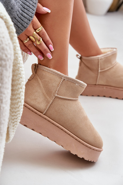 Schneestiefel für Damen mit Plateau zum Wärmen und Fell innen in der Farbe Beige von Xamella