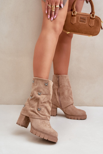 Dekoriert Stiefel Z INyZuiniętą CholeZuką mit Absätzen Beige Esadora