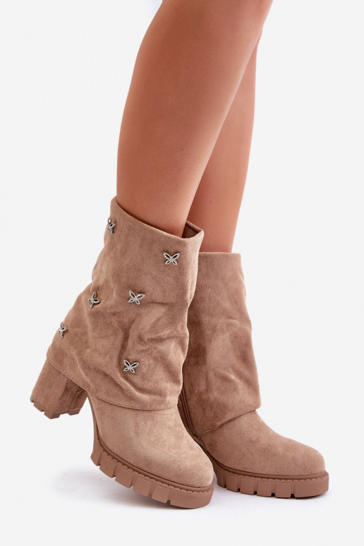 Dekoriert Stiefel Z INyZuiniętą CholeZuką mit Absätzen Beige Esadora Dekoriert Stiefel Z INyZuiniętą CholeZuką mit Absätzen Beige Esadora