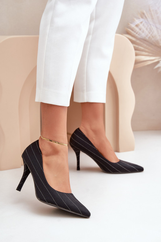  hochhackige Schuhe Feminin mit Streifen schZuarze Farbe Tifidra