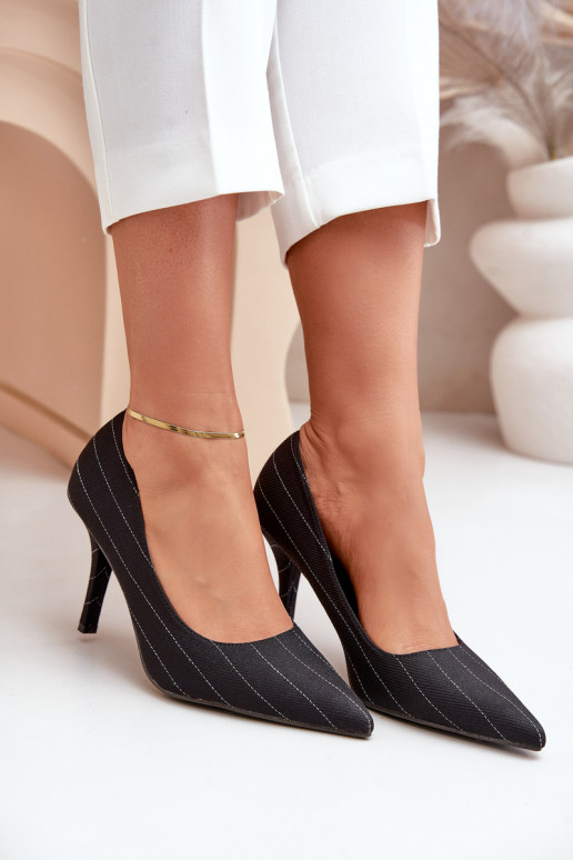  hochhackige Schuhe Feminin mit Streifen schZuarze Farbe Tifidra