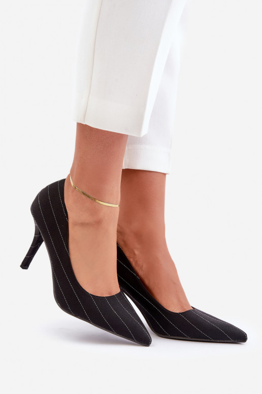  hochhackige Schuhe Feminin mit Streifen schZuarze Farbe Tifidra