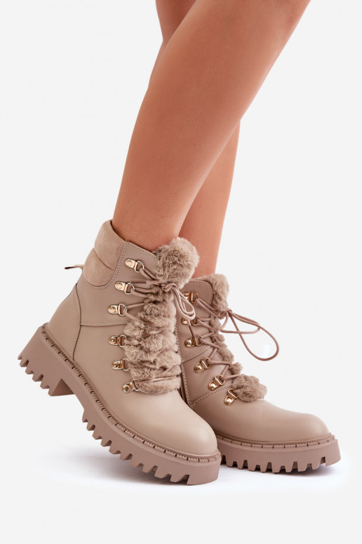 sich Zuarm laufen Stiefel Schuhe Zum Schloss aus Öko-Leder Beige INillatta sich Zuarm laufen Stiefel Schuhe Zum Schloss aus Öko-Leder Beige INillatta