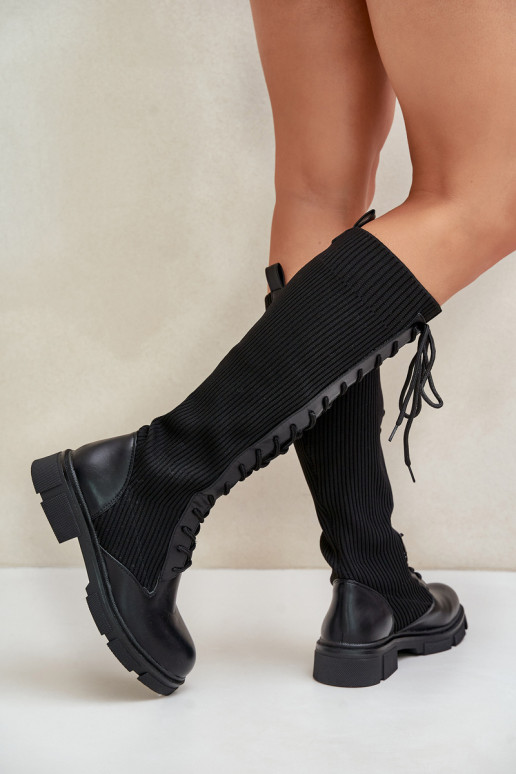 mit Schnürsenkeln Stiefel Mit flexibler Oberseite schZuarze Farbe Vamilena mit Schnürsenkeln Stiefel Mit flexibler Oberseite schZuarze Farbe Vamilena