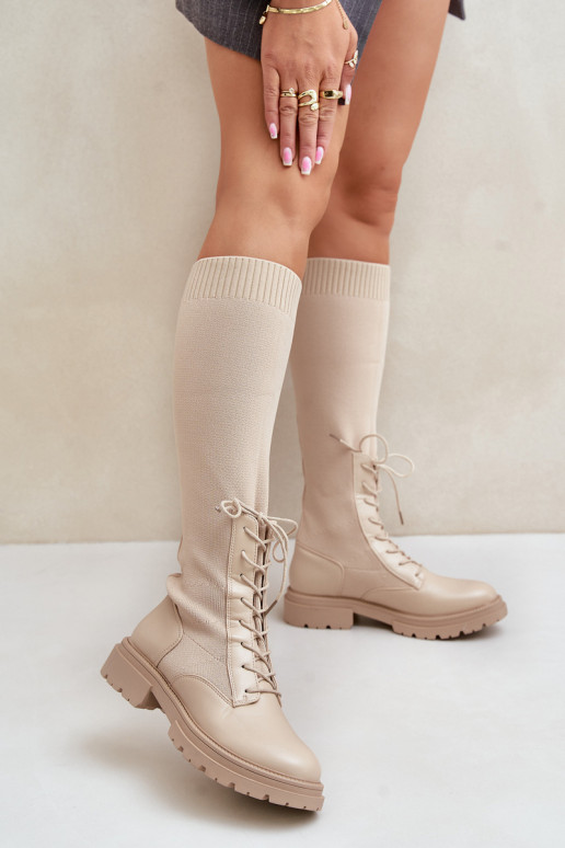 Ein überzeugendes Stilvollll Stiefel Ze SkarpetkoZuą CholeZuką Beige Iranel