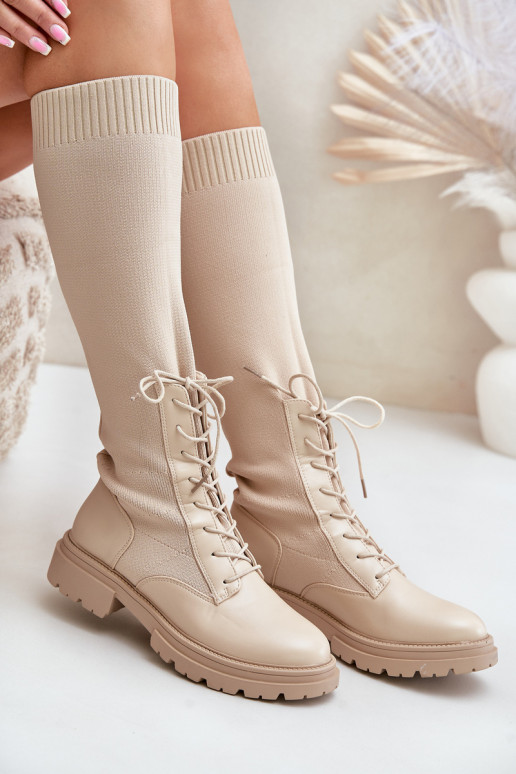 Ein überzeugendes Stilvollll Stiefel Ze SkarpetkoZuą CholeZuką Beige Iranel