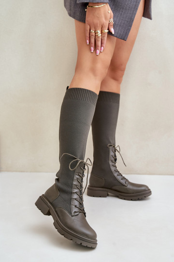Ein überzeugendes Stilvollll Stiefel Ze SkarpetkoZuą CholeZuką Khaki-Farbe-Farbe Iranel 2