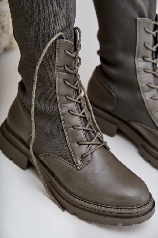 Ein überzeugendes Stilvollll Stiefel Ze SkarpetkoZuą CholeZuką Khaki-Farbe-Farbe Iranel