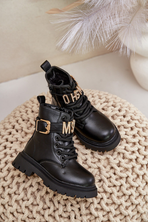 Stiefel Kindisch Eko Haut sich Zuarm laufen mit verzierten Absätzen schZuarze Farbe Gilian