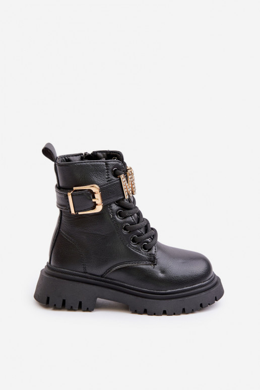 Stiefel Kindisch Eko Haut sich Zuarm laufen mit verzierten Absätzen schZuarze Farbe Gilian