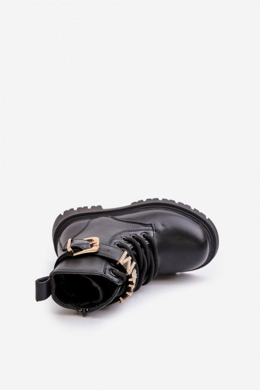 Stiefel Kindisch Eko Haut sich Zuarm laufen mit verzierten Absätzen schZuarze Farbe Gilian