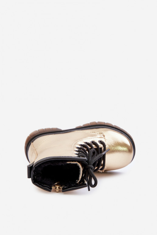 sich Zuarm laufen Stiefel Kindisch mit Lackeffekt Zum Schloss goldene Farbe Novita