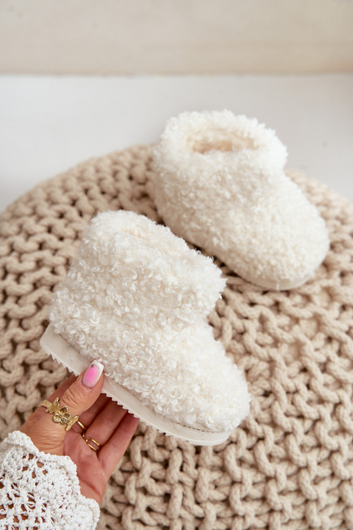 Stiefel Schneestiefel Kindisch mit Pelzmantel Typu Baranek elfenbeinfarbe Mevael