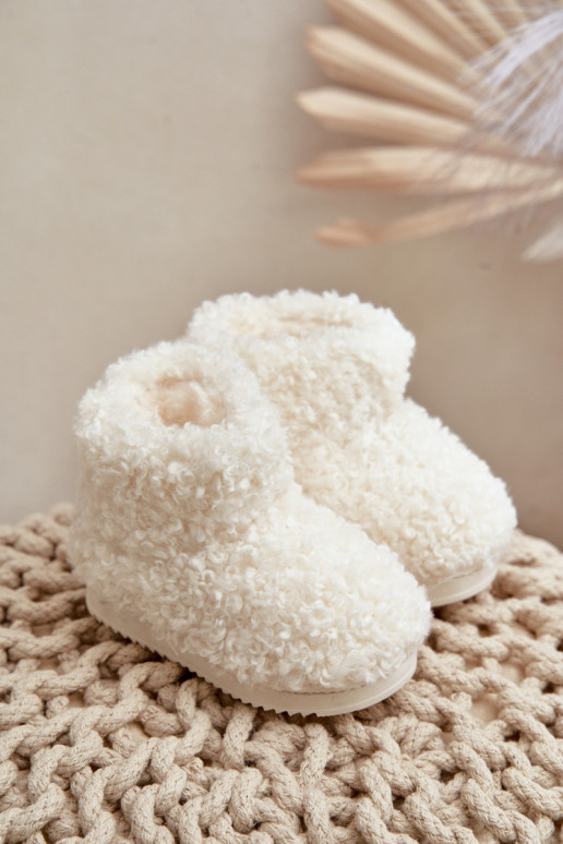 Stiefel Schneestiefel Kindisch mit Pelzmantel Typu Baranek elfenbeinfarbe Mevael