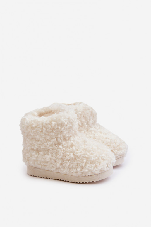 Stiefel Schneestiefel Kindisch mit Pelzmantel Typu Baranek elfenbeinfarbe Mevael