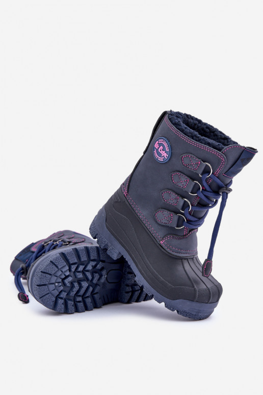 Groß Zuarm Schneestiefel Kindisch mit Schnappverschluss Lee Cooper LCJ-24-44-2843K Dunkelblau