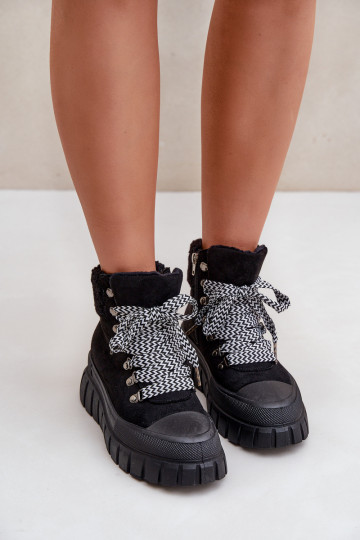 Feminin sich Zuarm laufen Stiefel Schuhe mit einer Plattform schZuarze Farbe Alcyhen