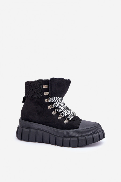 Gefütterte Damen-Plattformstiefel in Schwarz Alcyhen
