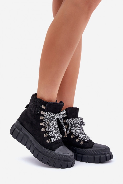 Feminin sich Zuarm laufen Stiefel Schuhe mit einer Plattform schZuarze Farbe Alcyhen