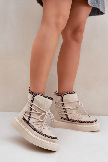 Schneestiefel Feminin Z Haftem mit einer Plattform elfenbeinfarbe Ermöglichtleris 2