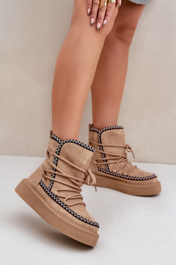 Schneestiefel Feminin Z Haftem mit einer Plattform braune Farbe Ermöglichtleris 2