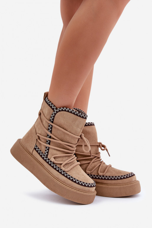 Schneestiefel mit Plattform in Braun