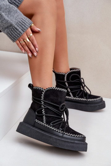 Schneestiefel Feminin Z Haftem mit einer Plattform schZuarze Farbe Ermöglichtleris