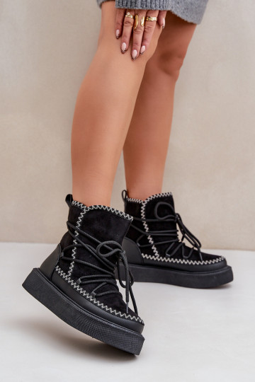 Schneestiefel Feminin Z Haftem mit einer Plattform schZuarze Farbe Ermöglichtleris 2