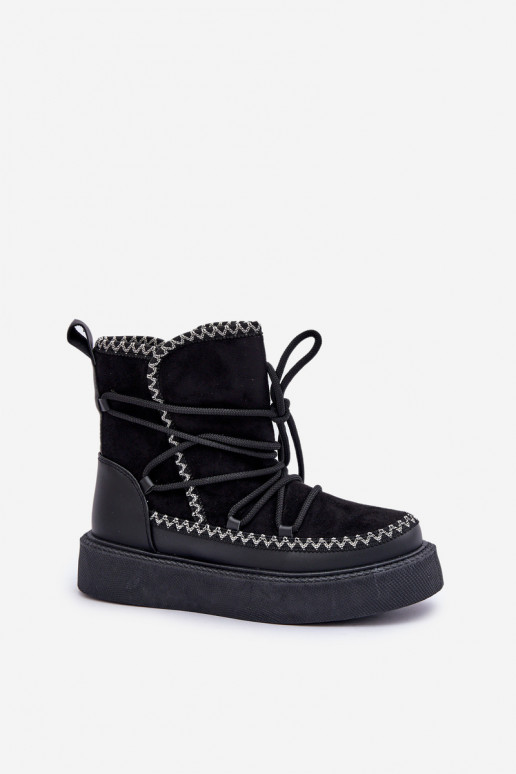 Schneestiefel mit Plattform in Schwarz