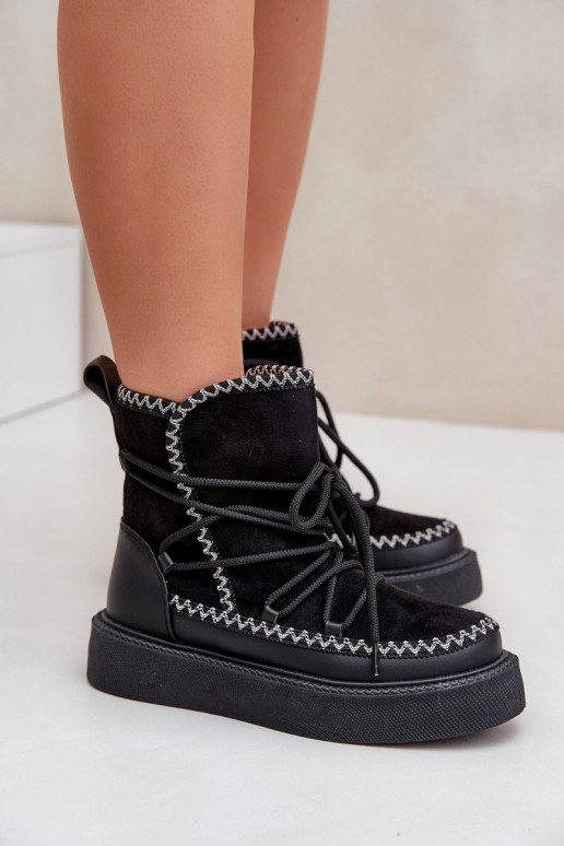 Schneestiefel mit Plattform in Schwarz