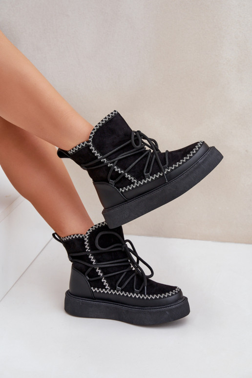 Schneestiefel mit Plattform in Schwarz