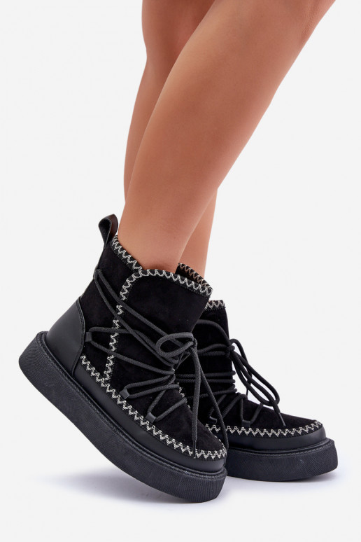 Schneestiefel mit Plattform in Schwarz