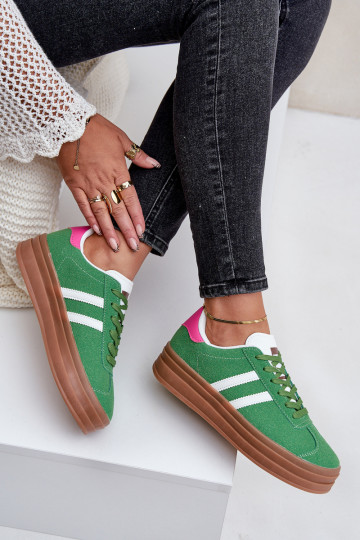 Sneakers Stilvollllschuhe Feminin mit einer Plattform grüne Farbe Egelia