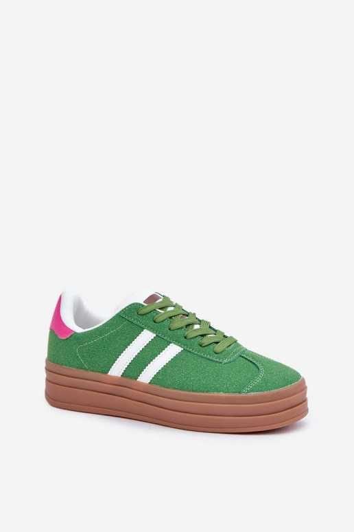 Sneakers Stilvollllschuhe Feminin mit einer Plattform grüne Farbe Egelia