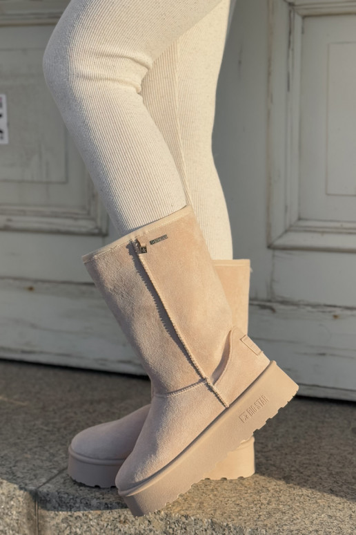 Groß Schneestiefel mit einer Plattform Big Star OO274894 elfenbeinfarbe