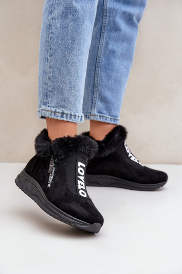 Sneakers Stilvollllschuhe Damenstiefel mit Pelzmantel schZuarze Farbe Zeriana