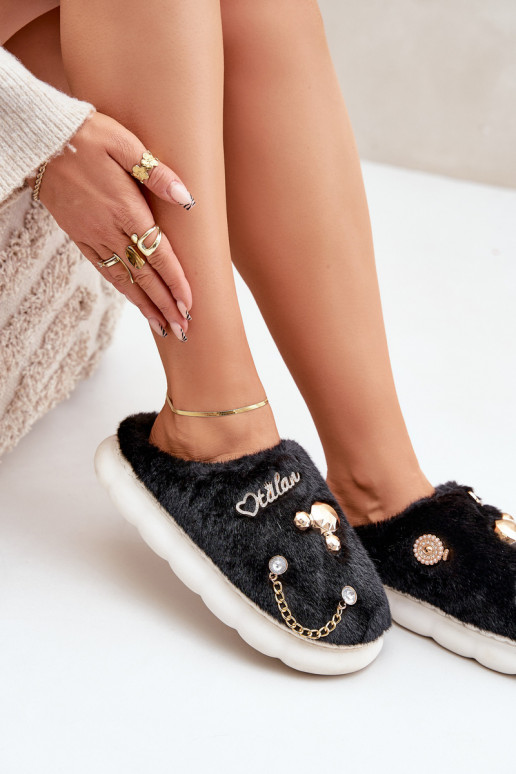 mit Pelzmantel Hausschuhe Z Przypinkami schZuarze Farbe Ivelfedi mit Pelzmantel Hausschuhe Z Przypinkami schZuarze Farbe Ivelfedi