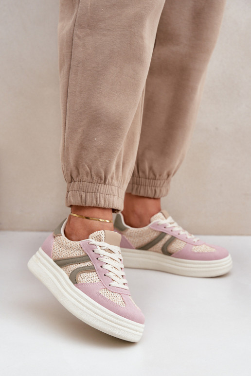Sneaker-Stil Stiefel für Damen mit geflochtenem Obermaterial und Plattform in verschiedenen Farben von Lesida