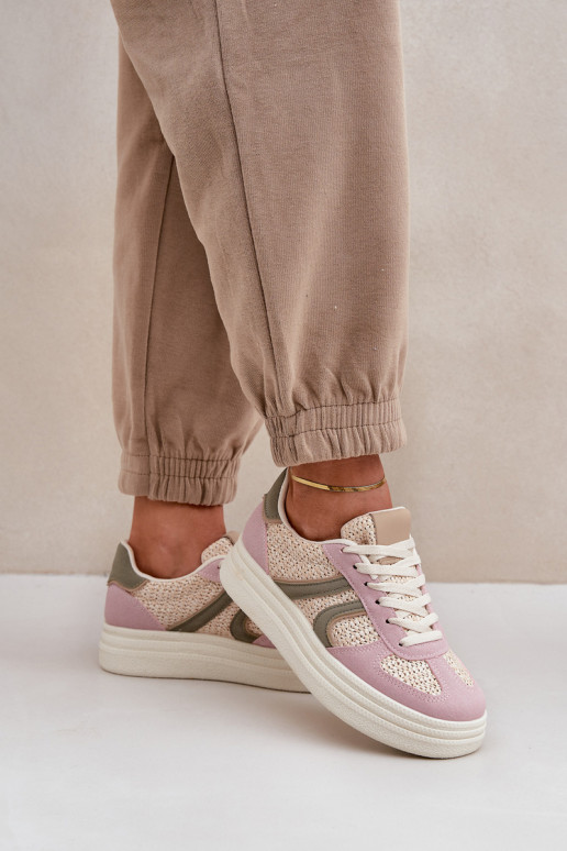Sneaker-Stil Stiefel für Damen mit geflochtenem Obermaterial und Plattform in verschiedenen Farben von Lesida