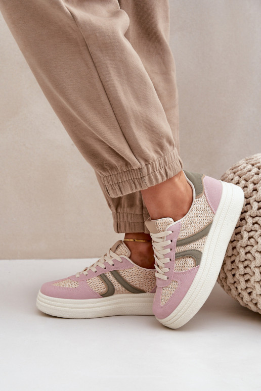 Sneaker-Stil Stiefel für Damen mit geflochtenem Obermaterial und Plattform in verschiedenen Farben von Lesida