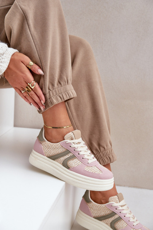 Sneaker-Stil Stiefel für Damen mit geflochtenem Obermaterial und Plattform in verschiedenen Farben von Lesida